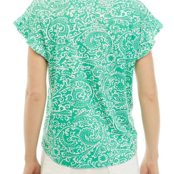 Crown & Ivy Green Paisley Women's Top - Picture 2 of 6